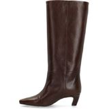 Sacha - Hoge Leren Laarzen - Bruin - Met Hak - Schachthoogte 40 cm