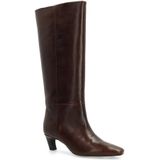 Sacha - Hoge Leren Laarzen - Bruin - Met Hak - Schachthoogte 40 cm