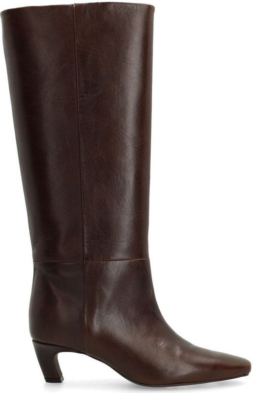 Sacha - Hoge Leren Laarzen - Bruin - Met Hak - Schachthoogte 40 cm