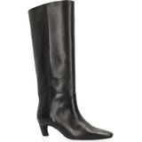 Sacha - Hoge Leren Laarzen - Zwart - Met Hak - 40 cm Schachthoogte