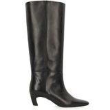 Sacha - Hoge Leren Laarzen - Zwart - Met Hak - 40 cm Schachthoogte