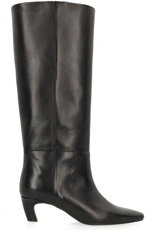 Sacha - Hoge Leren Laarzen - Zwart - Met Hak - 40 cm Schachthoogte