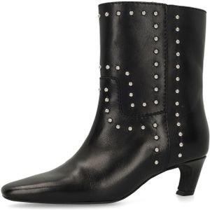 SACHA - Enkellaarsjes - Zwart - Leer - Middelhoge Hak