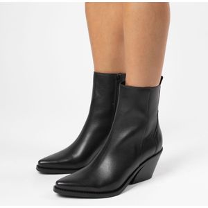 Manfield - Dames - Zwarte leren cowboylaarzen