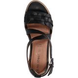 No Stress - Dames - Zwarte leren sandalen met gevlochten band