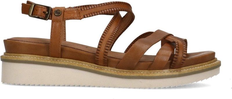 No Stress - Dames - Cognac leren sandalen met bandjes