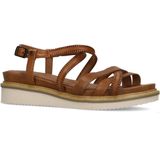 No Stress - Dames - Cognac leren sandalen met bandjes