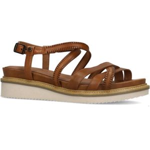 No Stress - Dames - Cognac leren sandalen met bandjes