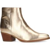 Manfield - Dames - Gouden Leren Enkellaarsjes - Goudkleurig - Leren