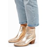 Manfield - Dames - Gouden Leren Enkellaarsjes - Goudkleurig - Leren