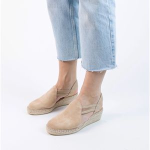 Manfield - Beige Sleehakken - Suède - Elastiek Sluiting - Hak 4 cm