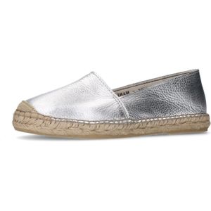 Manfield - Leren Espadrilles - Grijs - Leer - Metallic Finish