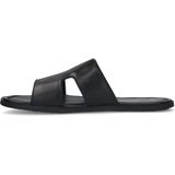 Manfield - Heren - Zwarte leren slippers