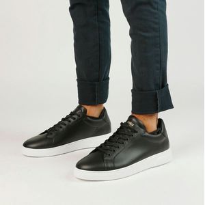 Manfield - Heren - Zwarte leren sneakers