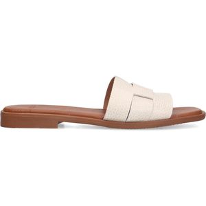 Manfield - Dames - Witte gevlochten leren slippers