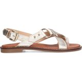 No Stress - Dames - Gouden leren sandalen met gevlochten band