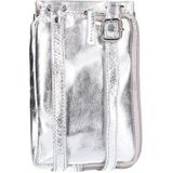 Manfield metallic leren telefoontasje zilverkleurig