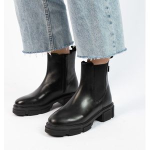 Manfield - Chelsea Boots - Zwart - Leer - Ritssluiting