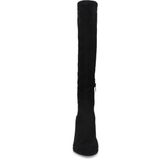 Manfield - Zwarte Laarzen - Suède - Stretch - Ritssluiting