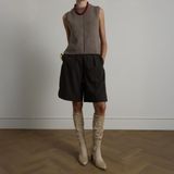 Manfield - Stretch Laarzen - Beige - Imitatie Suède - Ritssluiting