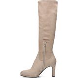 Manfield - Stretch Laarzen - Beige - Imitatie Suède - Ritssluiting