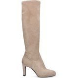 Manfield - Stretch Laarzen - Beige - Imitatie Suède - Ritssluiting