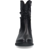 No Stress - Dames - Zwarte leren enkellaarsjes met hak