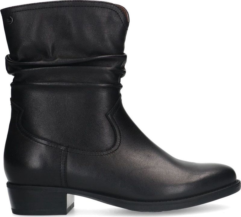 No Stress - Dames - Zwarte leren enkellaarsjes met hak