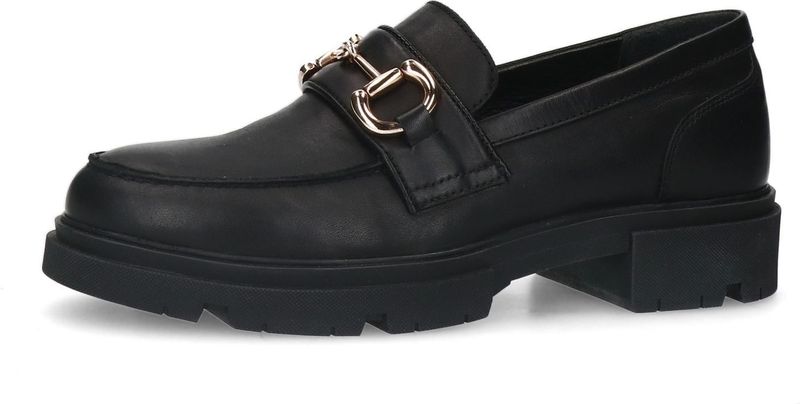 Manfield Leren Loafers Zwart