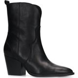 Manfield - Dames - Zwarte leren cowboy laarzen