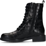 No Stress - Veterboots - Zwart - Leren - Crocoprint