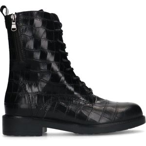 No Stress - Veterboots - Zwart - Leren - Crocoprint