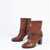 Manfield - Enkellaarsjes - Bruin - Leer - Hak 8 cm