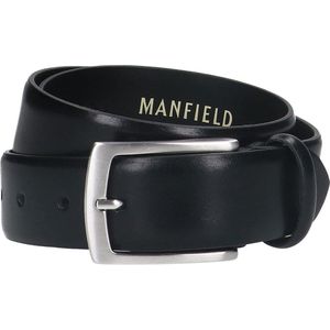 Manfield - Unisex - Zwarte leren riem - Maat 95