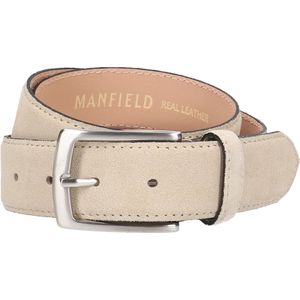 Manfield - Heren - Beige suède riem - Maat 105