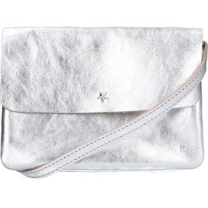 Manfield - Zilverkleurige leren clutch