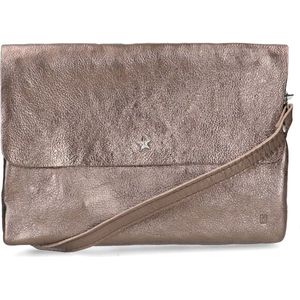 Bronskleurige metallic leren clutch