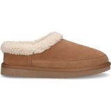 Manfield - Cognac Suède Pantoffels - Imitatie Wol