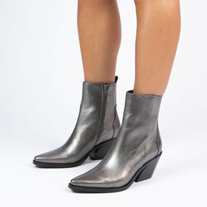 Manfield - Dames - Zilveren leren cowboy laarzen