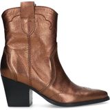 Manfield - Dames - Bruine metallic leren cowboy laarzen