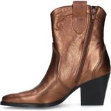 Manfield - Dames - Bruine metallic leren cowboy laarzen
