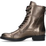 Manfield - Dames - Goudkleurige metallic leren veterlaarsjes