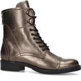 Manfield - Dames - Goudkleurige metallic leren veterlaarsjes