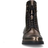 Manfield - Dames - Goudkleurige metallic leren veterlaarsjes