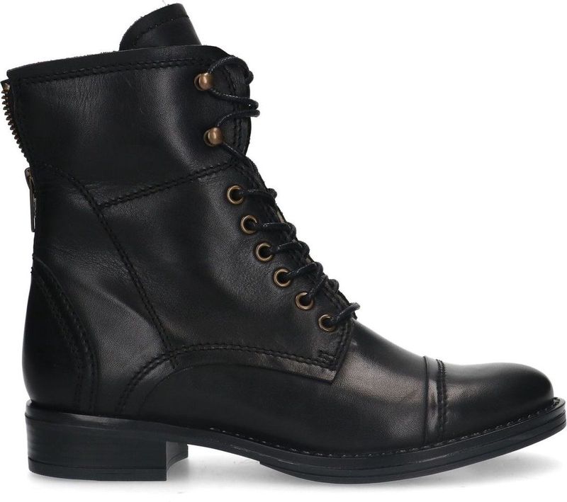 Manfield - Dames - Zwarte veterlaarsjes