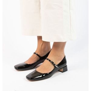 Manfield - Mary Jane Pumps - Zwart - Lakleer