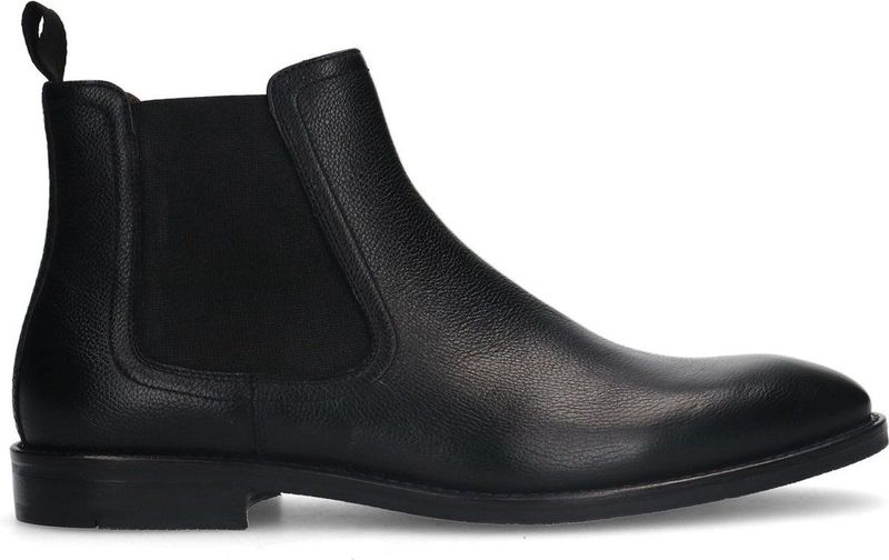 Manfield Leren Chelsea Boots Zwart