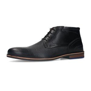 Manfield Leren Veterschoenen Zwart