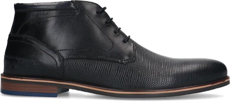 Manfield Leren Veterschoenen Zwart