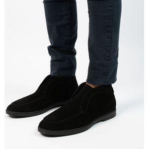 Manfield - Heren - Zwarte Suède Boots - Suède - Leer